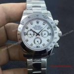Fake Rolex Cosmograph Daytona Stainless Steel White Diamond Dial Watch
